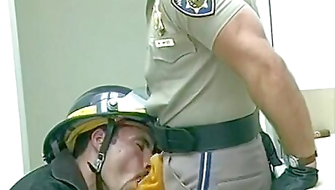 Police Office And Fireman Do Indecent Things In The Kitchen