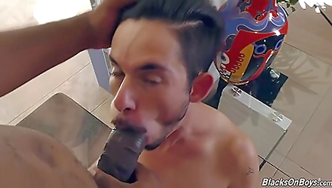 Slim White Guy Makes Love With A Huge Cocked Black Man